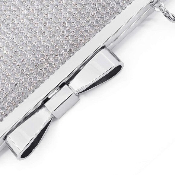 Evening Clutch Bag Rhinestone Crystal Satin Formal Wedding Prom Purse - Picture 8 of 9